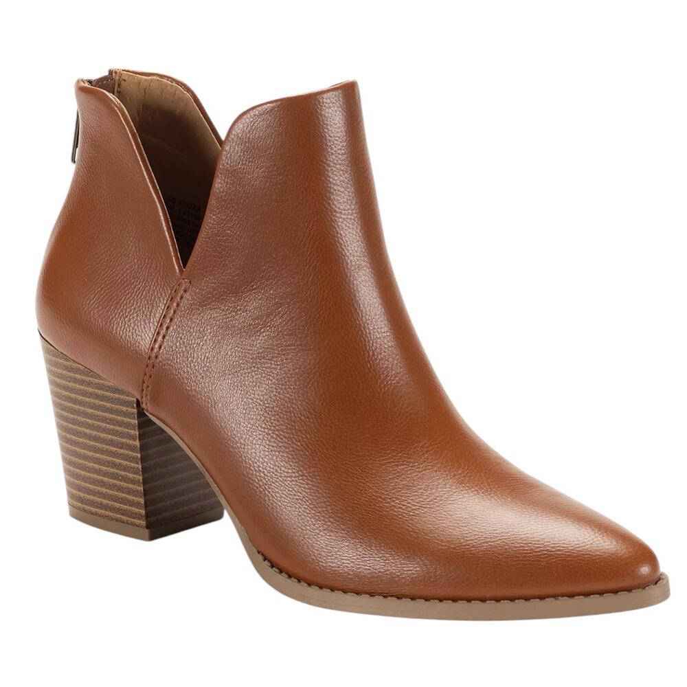 Sun + Stone Women's Elizaa Notched Pointed Toe Ankle Booties Brown Size 10